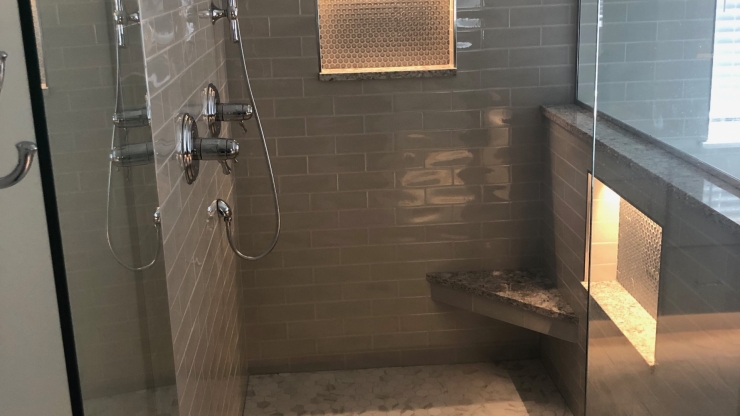 Custom Shower with Lighted Wall Niche